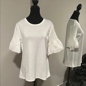 White Ruffled Sleeve Women’s Top